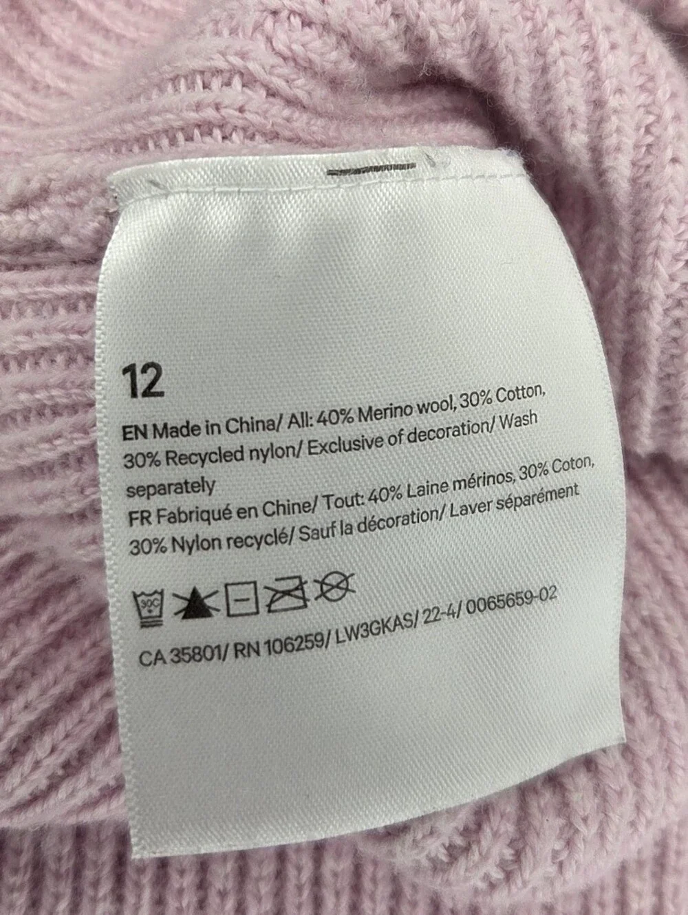 Lululemon Merino Wool-Blend Ribbed Crewneck Sweater Size 12